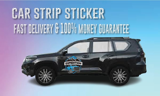 design car body side sticker, car strip design and vehicle wrap design in 12hour