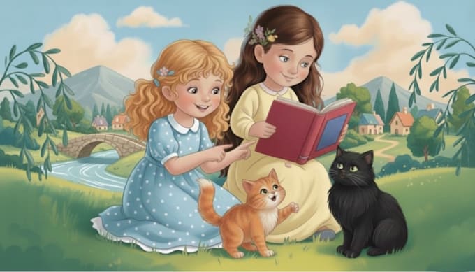 create children story book illustration for kids