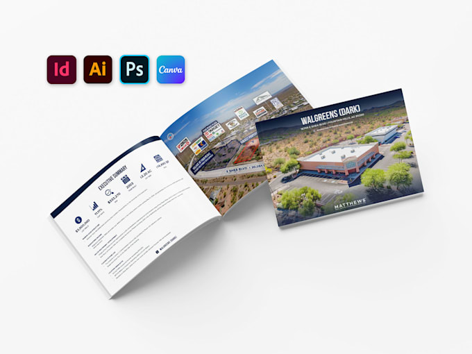 design commercial real estate offering memorandum, om brochure, digital brochure