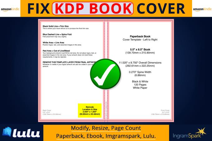 Do Fix Resize Rejected Book Cover Or Manuscript For Amazon Kdp And Others By Designerakraam 