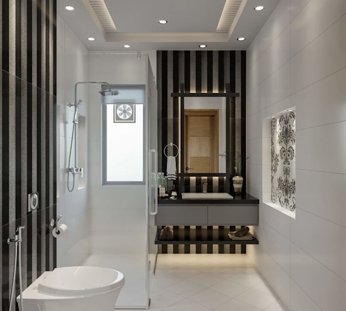 design bathroom interior in 3d and render