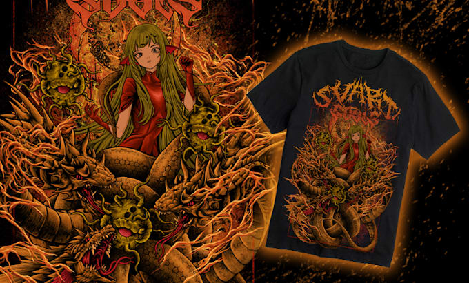 create exclusive metal illustrations for merchandise, band, and brands