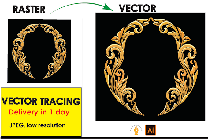 manually vector trace, convert jpg to vector, and redraw logo