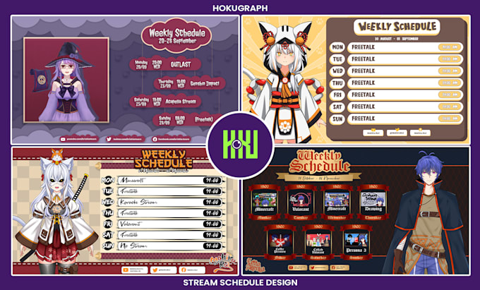 design amazing stream schedule for vtuber or streamers