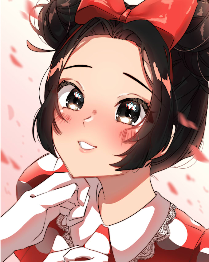 draw half body anime styled portrait, illustration, or fanart