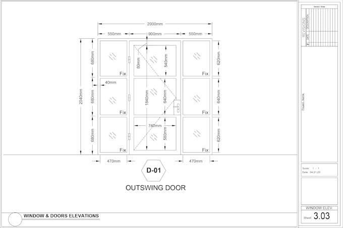 create shop drawing of windows and door
