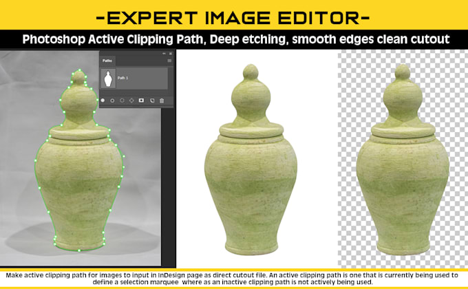 do photoshop active clipping path, deep etching, smooth edges clean cutout photo