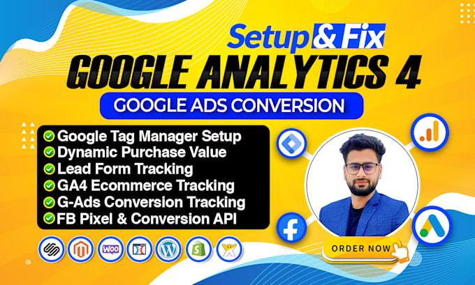 setup google analytics 4, ga4 ecommerce tracking, ads conversion tracking by GTM