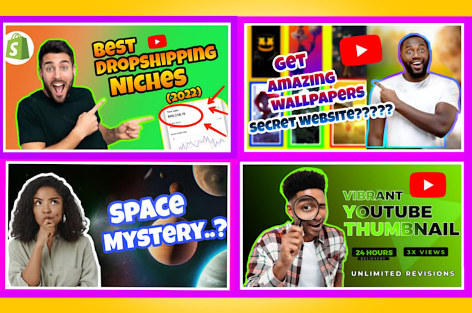do eye catching, amazing clickbait, vibrant youtube thumbnail design