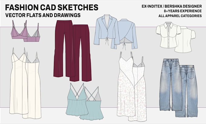 create professional fashion cad sketches and vector flats