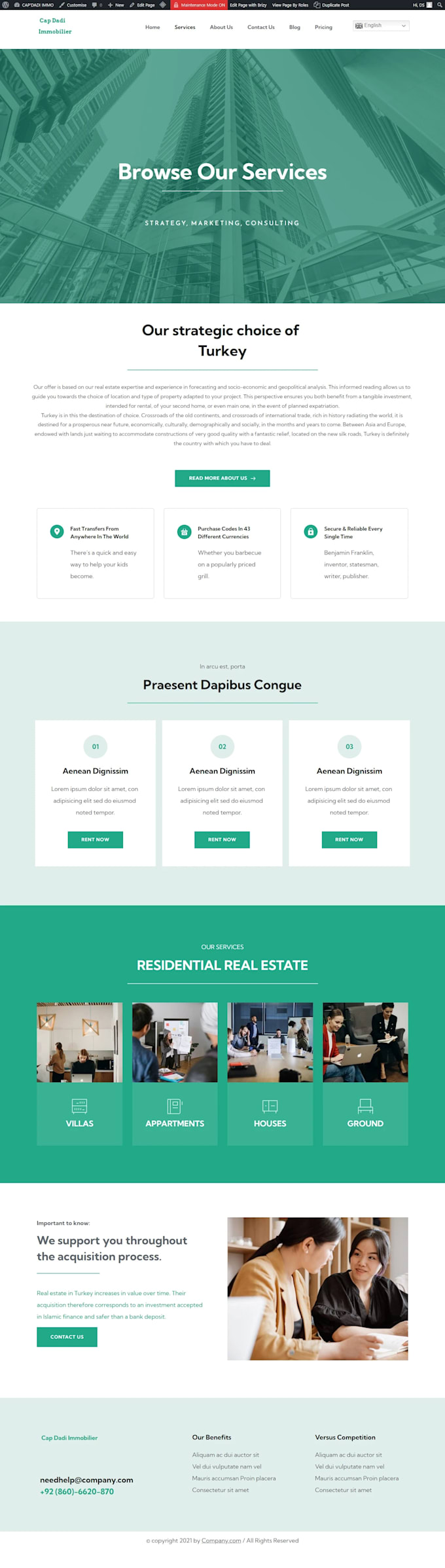 clone, design, redesign your wordpress website with brizy pro