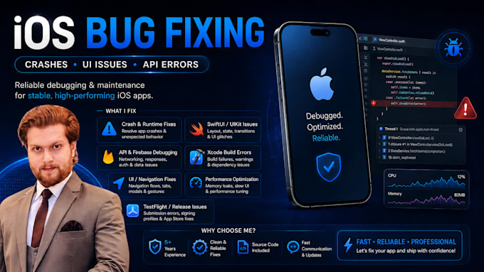 fix bugs crashes and issues in your ios app swift swiftui uikit