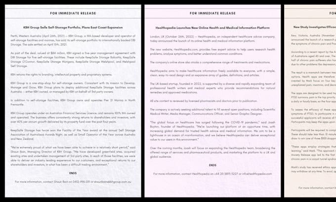 write a press release for crypto, finance, technology, food or music business