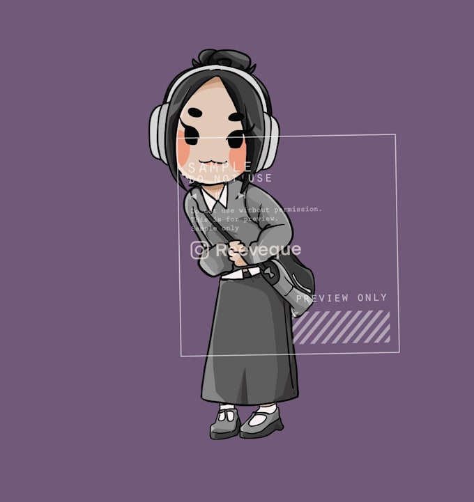 draw cute portrait illustration in a simple cute style