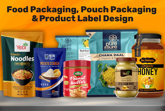 design food packaging, pouch packaging and product label