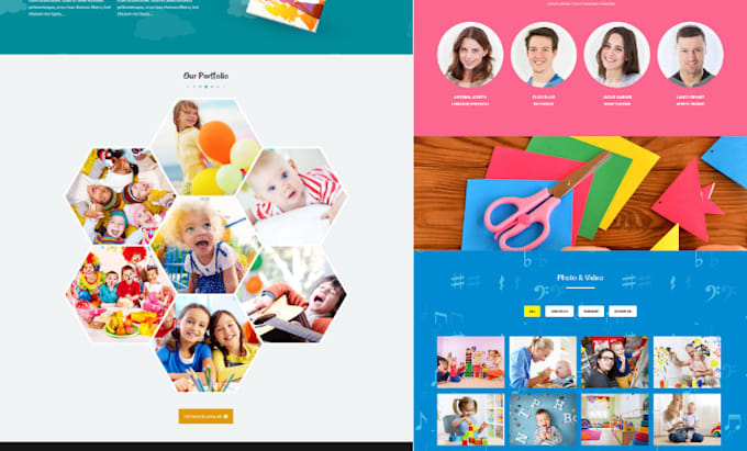 design kindergarten website preschool childcare, daycare elder website