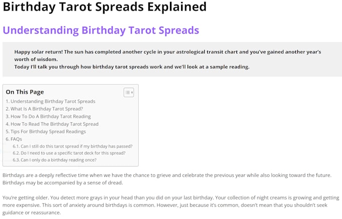 write SEO blogs and articles about tarot as your content writer