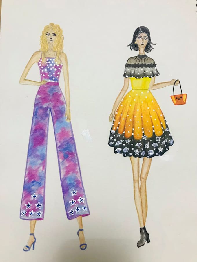 Draw fashion illustration or sketch and design collections by ...