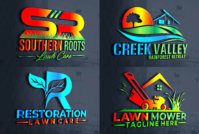 do landscape agriculture and lawn care business logo design