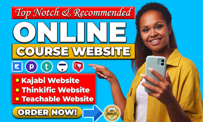 build online course website, samcart, thinkific, kajabi and teachable website