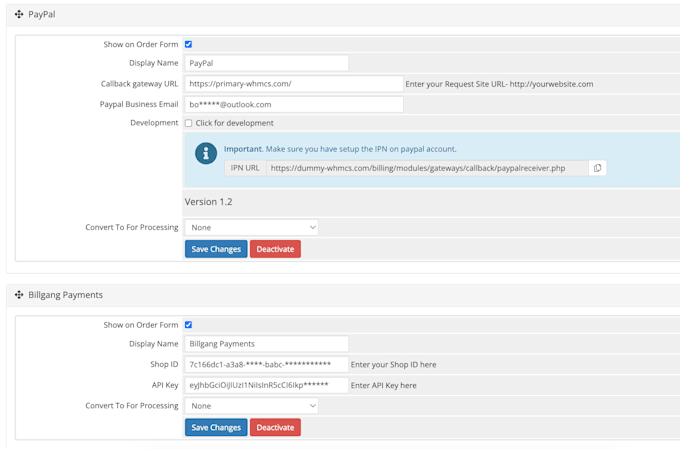 integrate payment gateways for whmcs