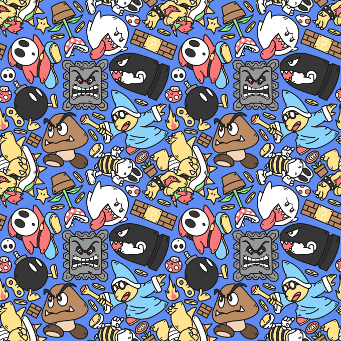create unique pattern cute characters cartoon with my style