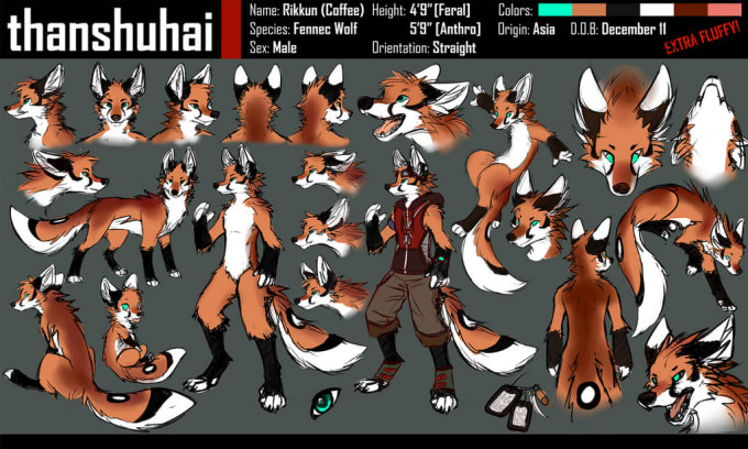 Draw reference sheet for your character design, furry avatar, vrchat