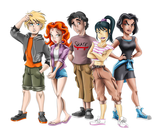 draw your teenager or young character in cartoon style