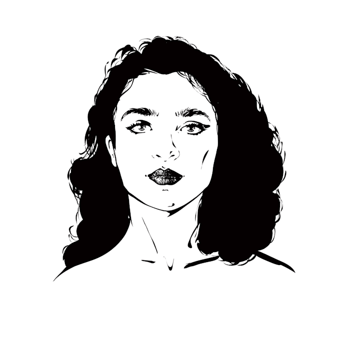 Create a freehand vector art portrait black and white by Siamandi Fiverr
