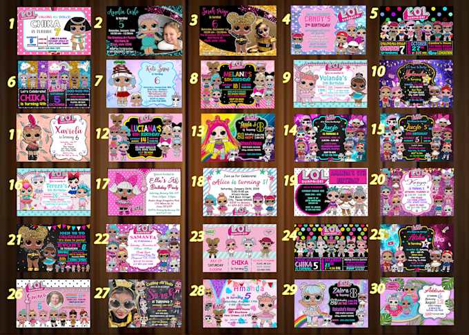 design lol doll birthday party invitations
