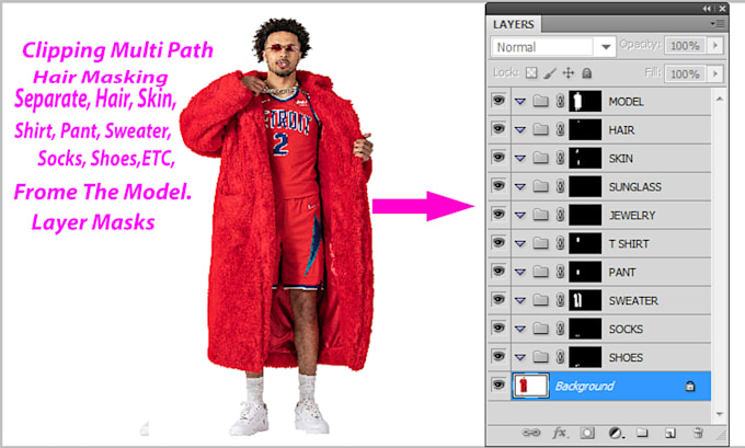 do multi clipping path white background or layer masks