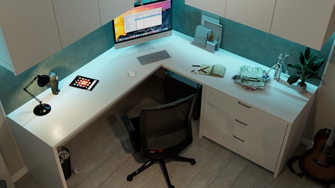 do modeling and rendering for teenage room