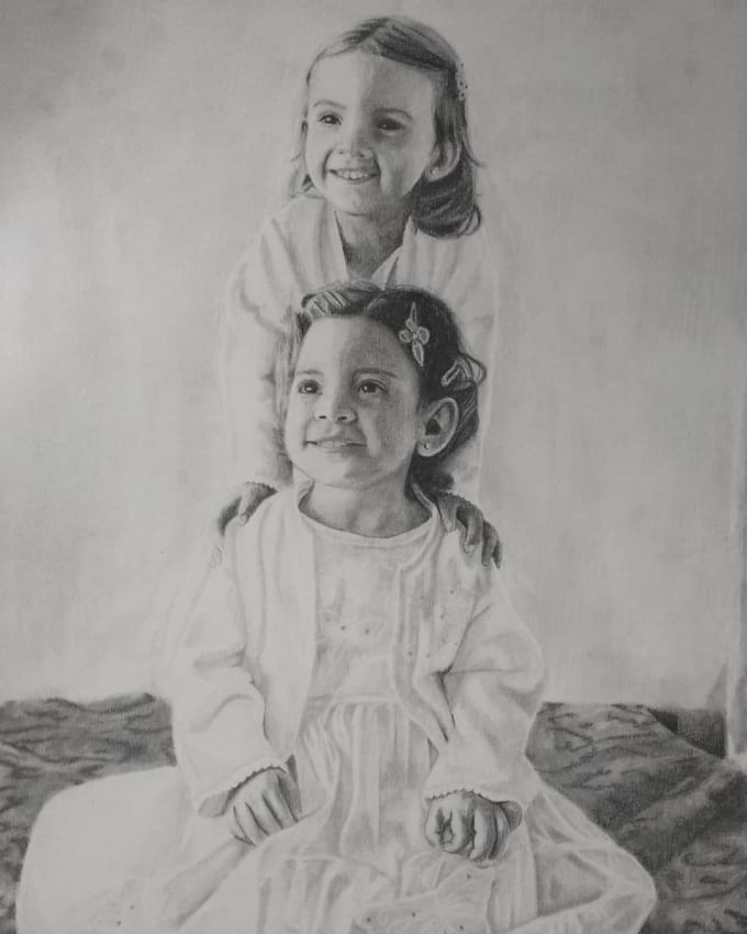 Draw realistic graphite pencil drawings of any photo by Juliegreco | Fiverr
