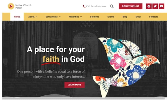design live streaming church webpage, donation sermon