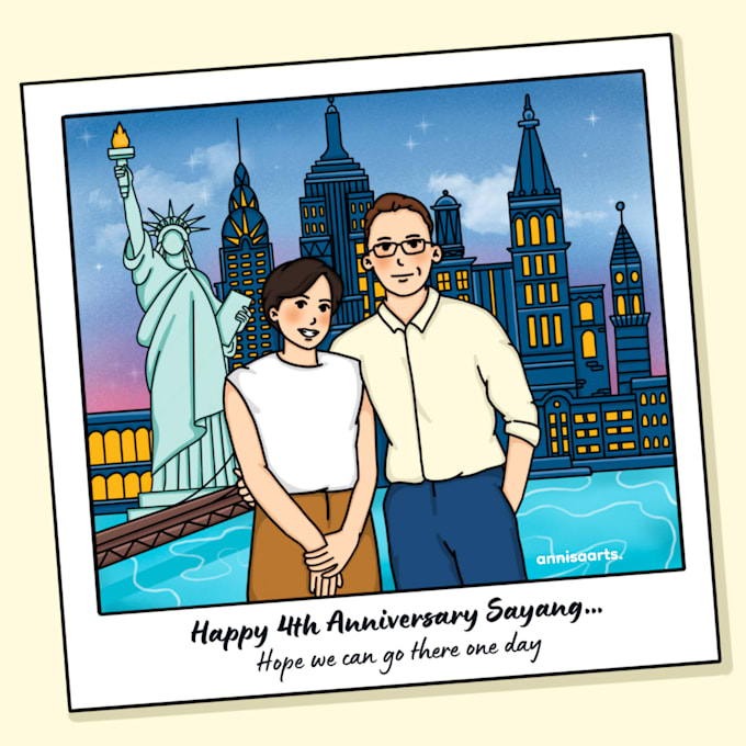 draw custom couple, family and wedding cartoon portraits