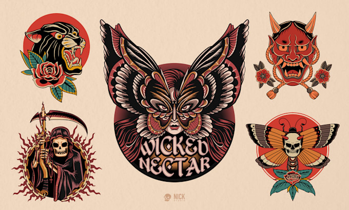 create custom traditional tattoo style design