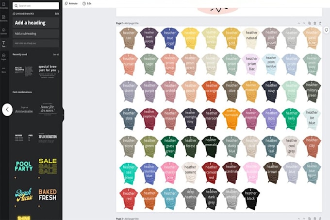 give you editable canva template for 145 colors of bella canvas 3001 tshirts
