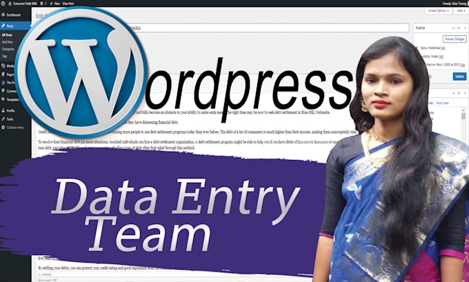 do wordpress data entry, product listing, content upload with team