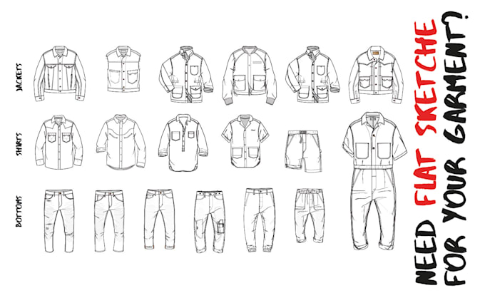 do fashion flat sketches for your garment