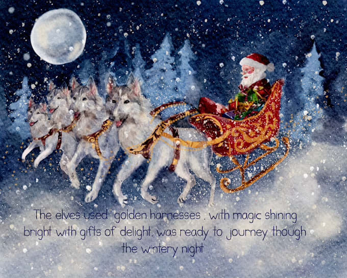 create christmas illustration on watercolor
