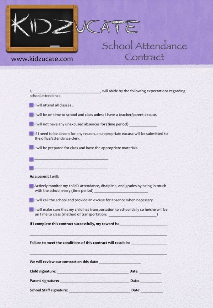 Send You Our Parent And Child Contract System By Kidzucate Fiverr