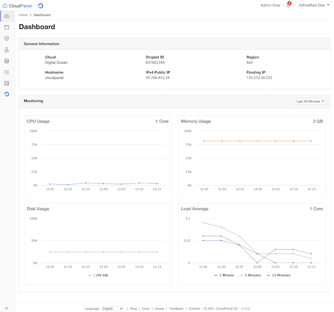 install cloudpanel control panel on your server