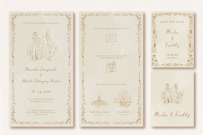 create unique wedding invitations with custom illustrations