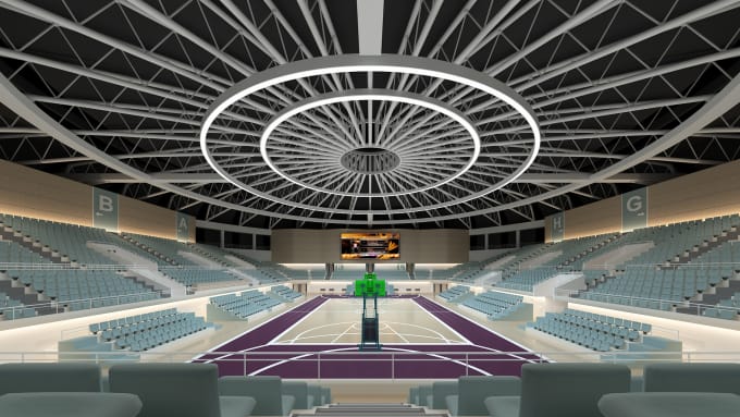 design 3d render sports, gym, courts, fitness centre, exterior