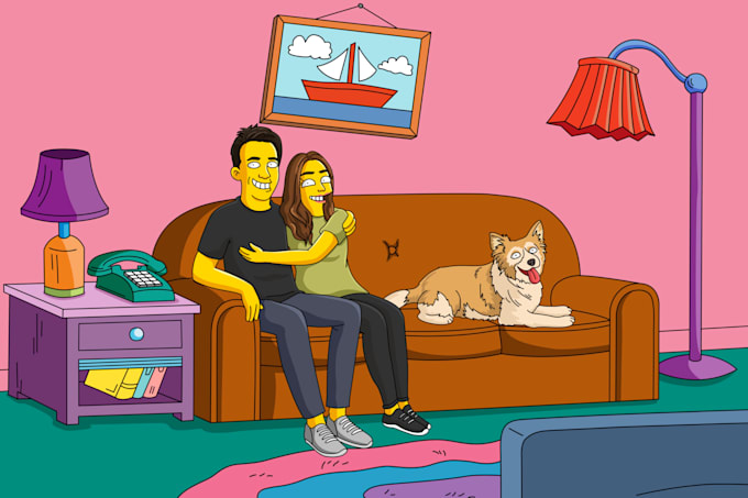 draw you in custom yellow cartoon portrait