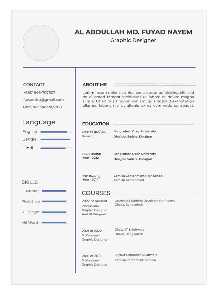 do CV resume PSD and ai template and web UI design template