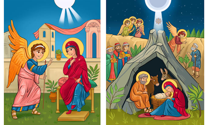 illustrate biblical stories in orthodox christian style