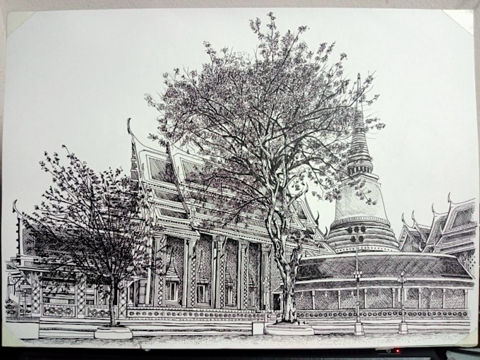 Create super artistic line art ink illustration by Armniarm Fiverr