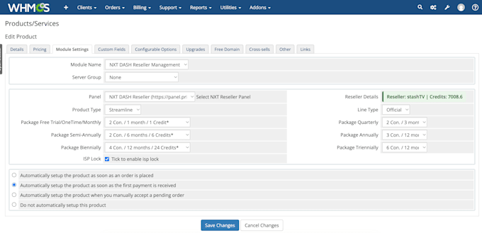 automate your xtream UI, nxt, and xui one panels with whmcs