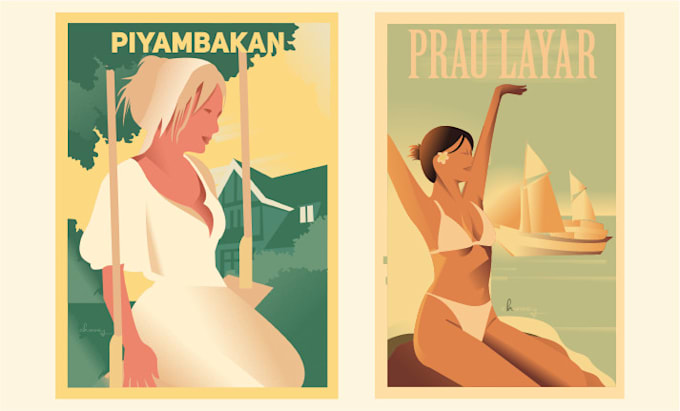create vintage poster art deco style